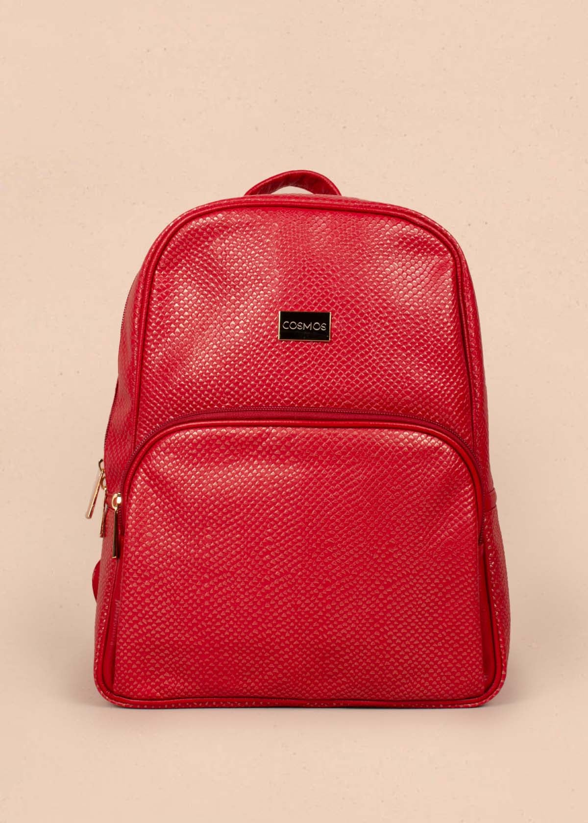 Morral en cuero color rojo con bolsillo frontal 105306