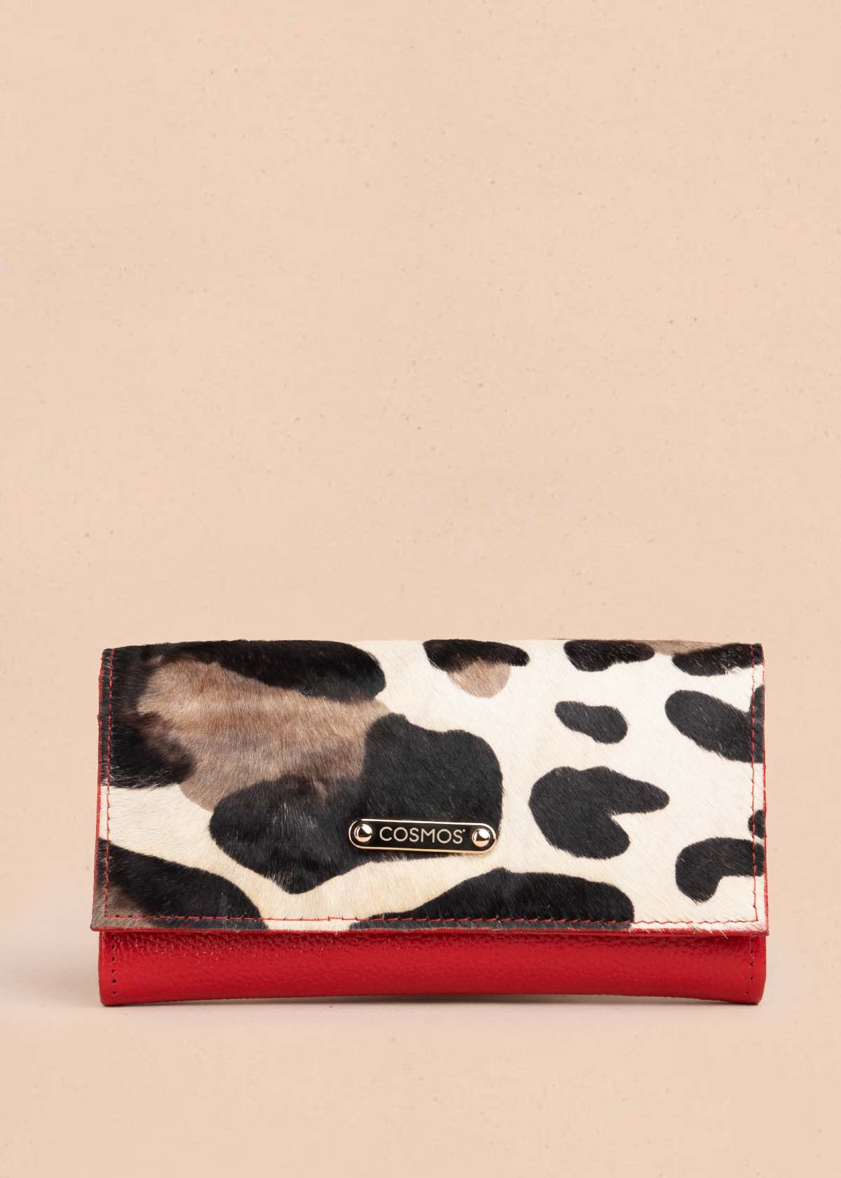 Billetera en cuero animal print color rojo 105320