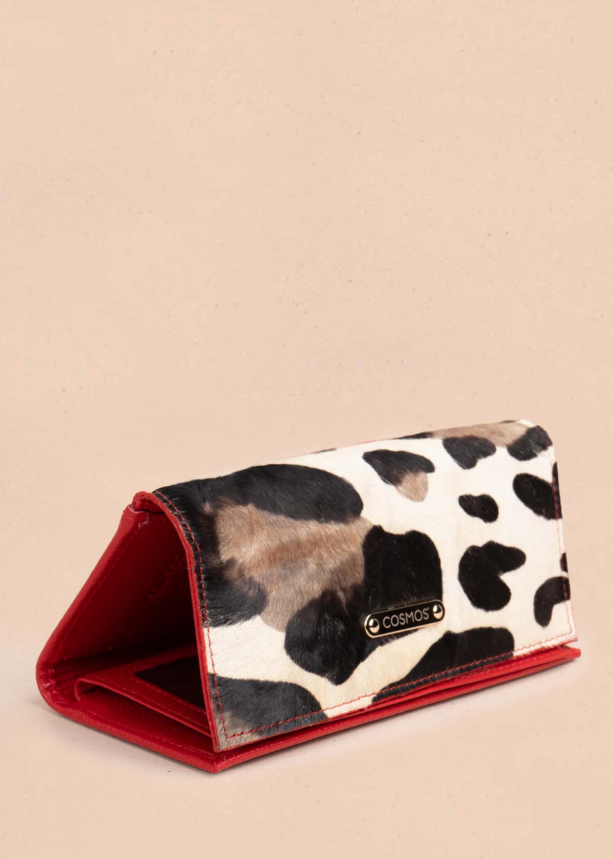 Billetera en cuero animal print color rojo 105320