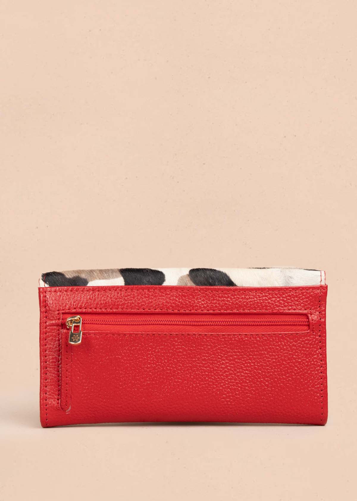 Billetera en cuero animal print color rojo 105320