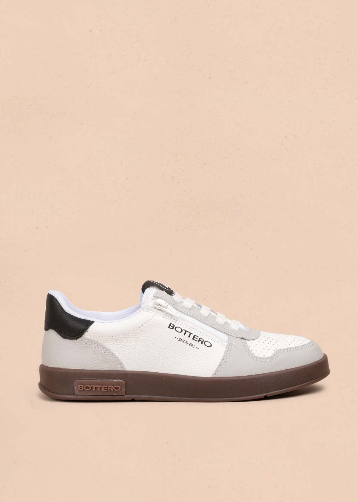 Tenis casuales en cuero color blanco 105329