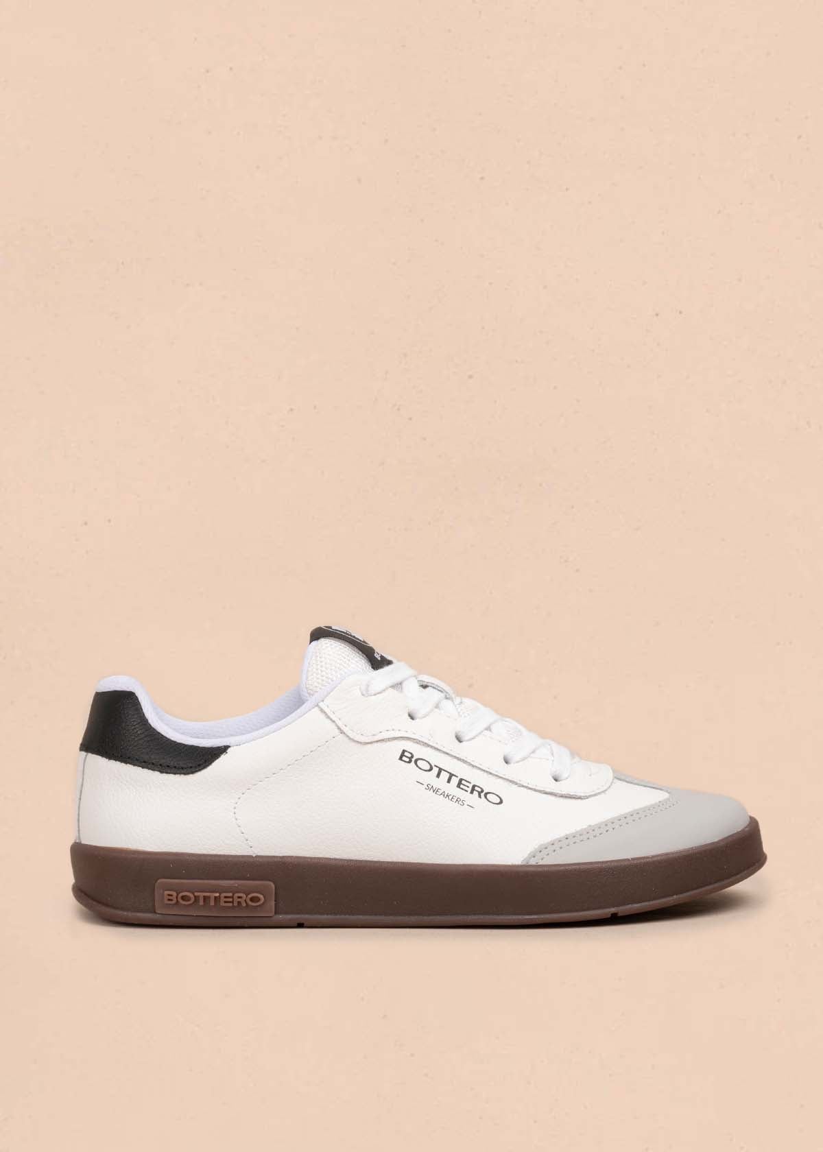 Tenis casuales en cuero color blanco con negro 105331