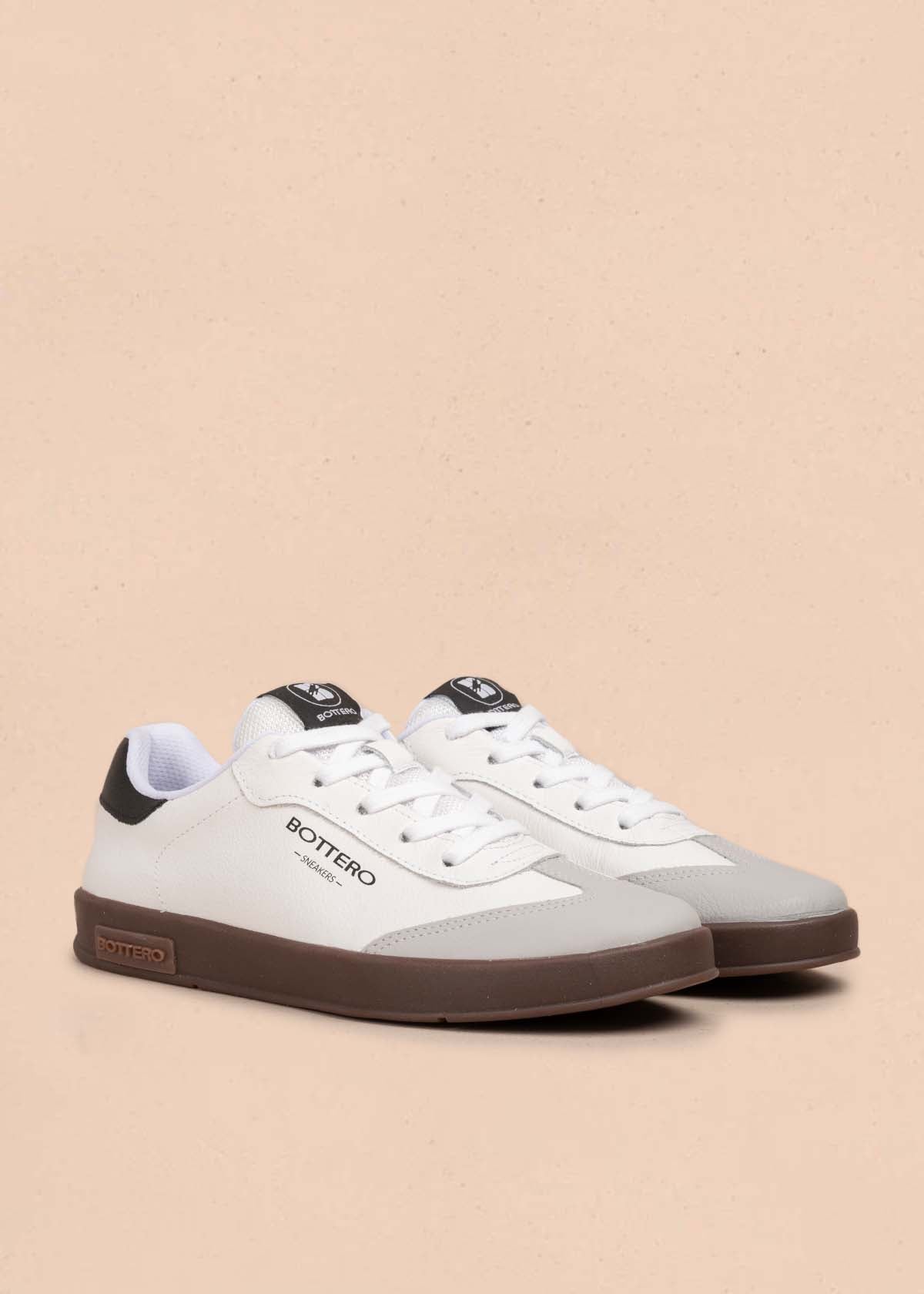 Tenis casuales en cuero color blanco con negro 105331