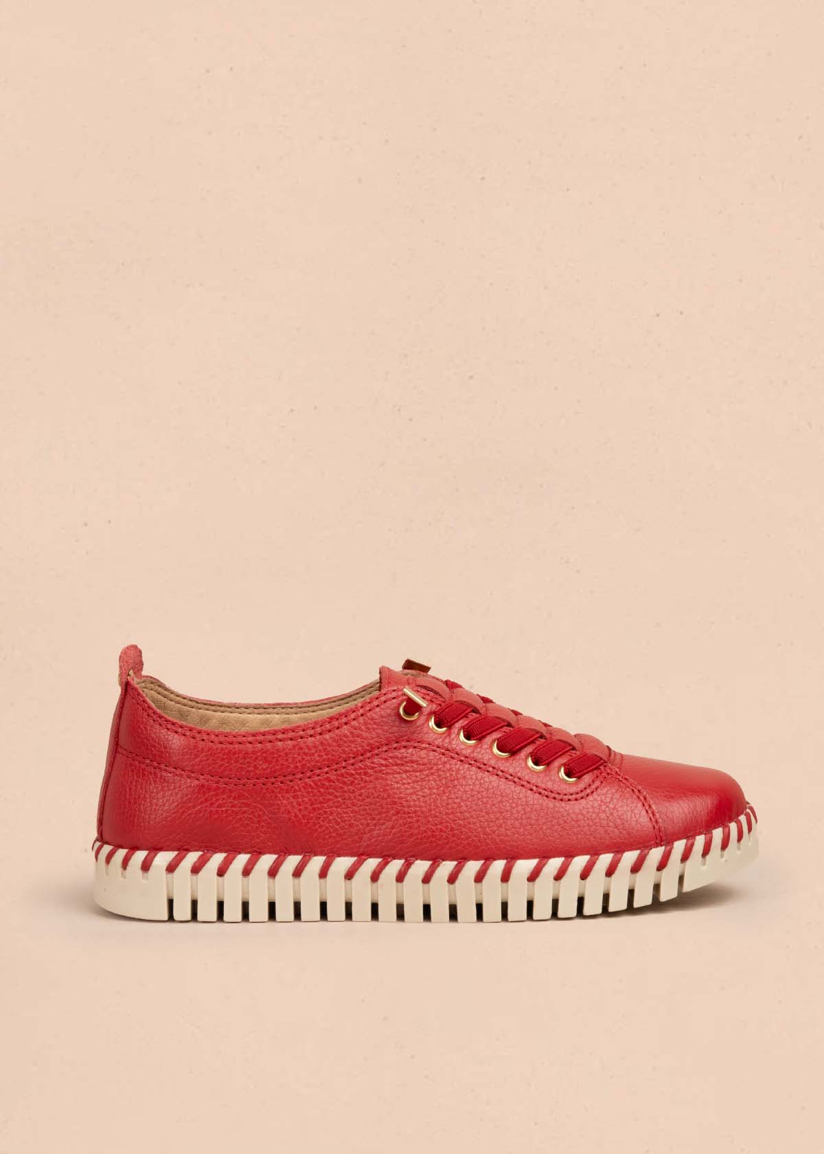 Tenis casuales en cuero color rojo 105334