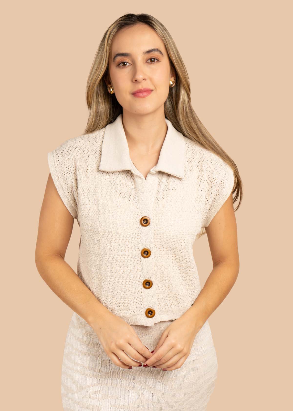 Blusa tejida color beige 105451