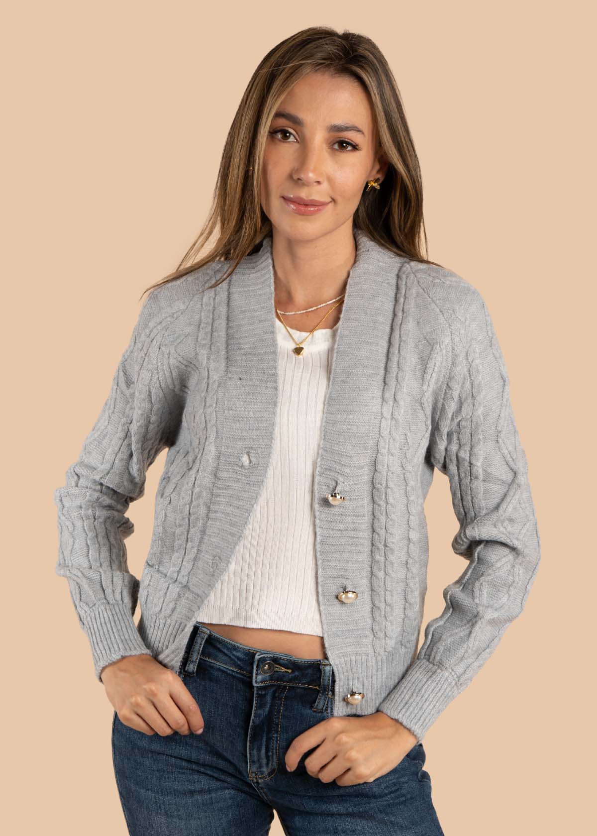 Saco color gris con tejido trenzado 105467