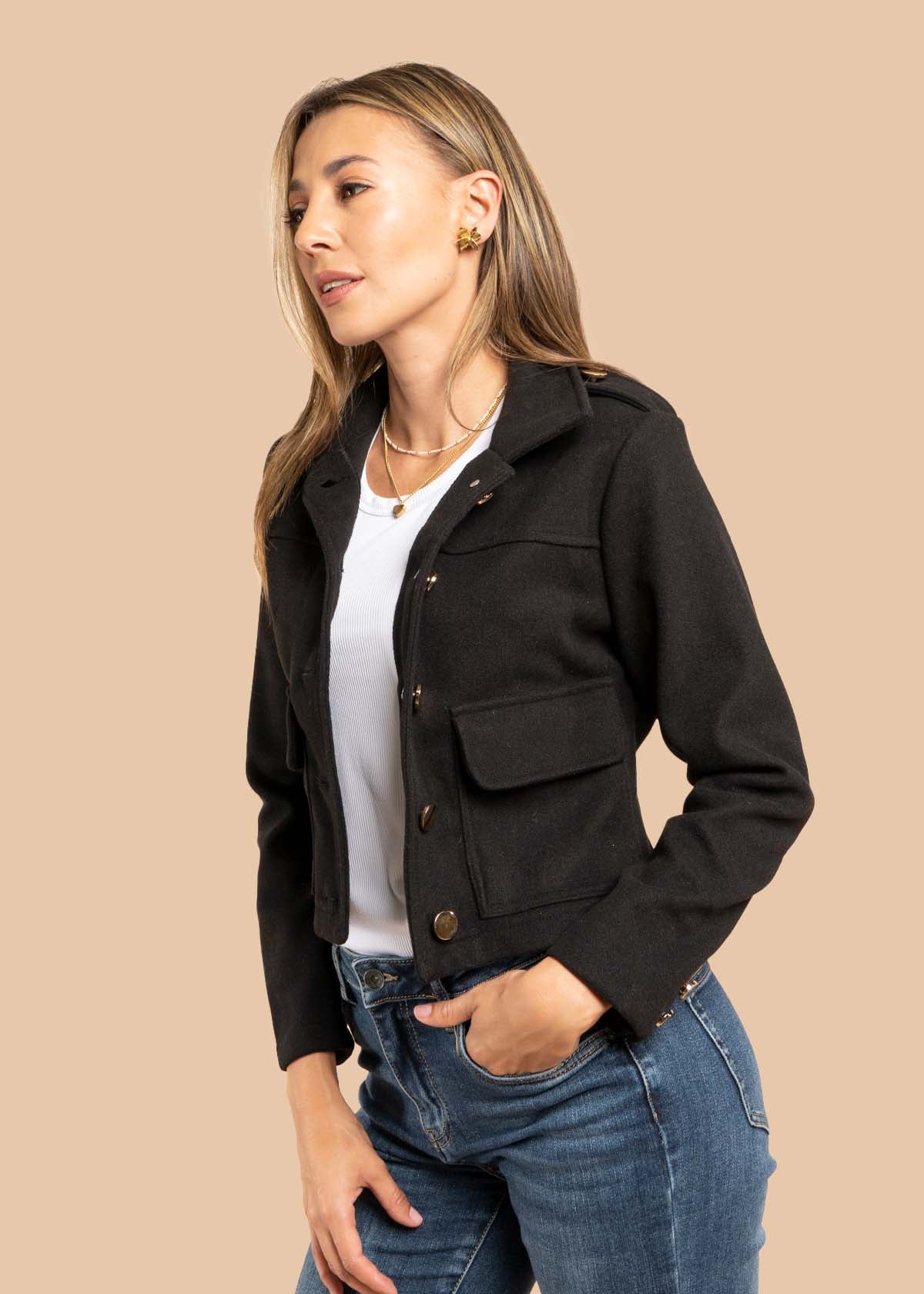 Chaquetas color negro con bolsillos 105501