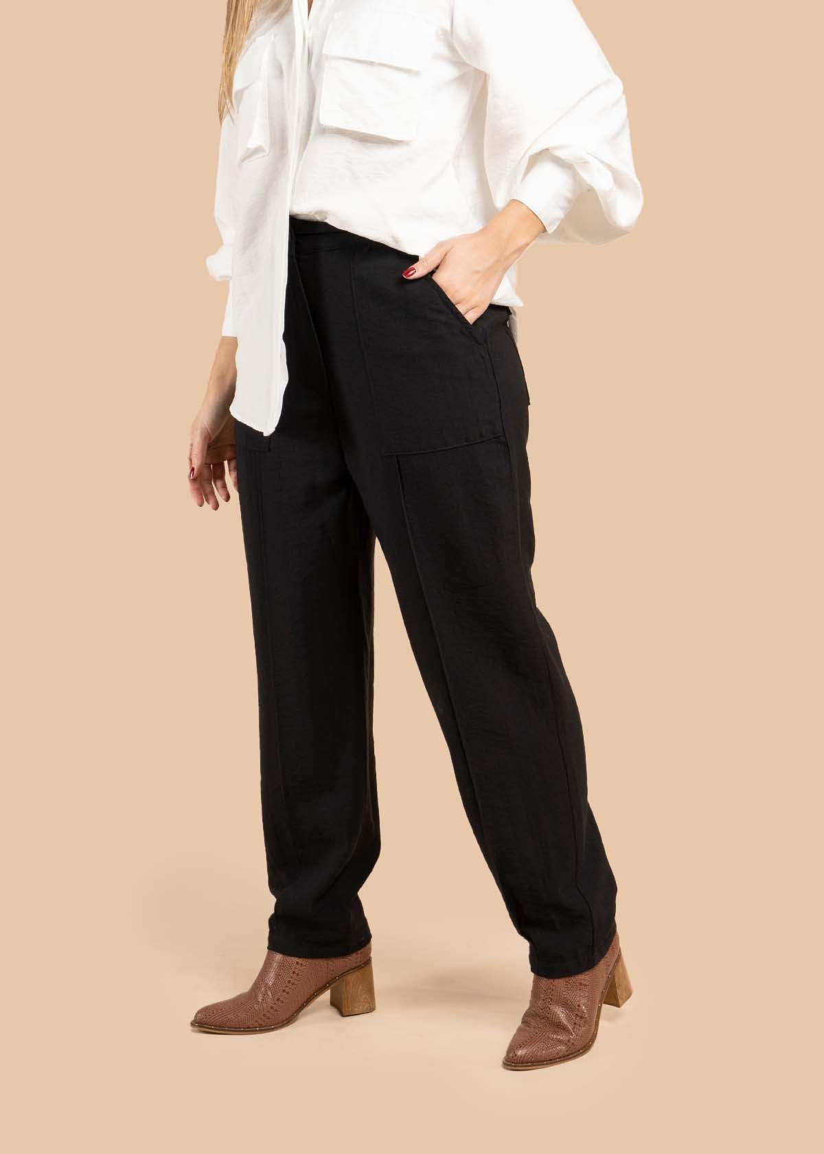 Pantalón color negro con resorte en cintura 105537