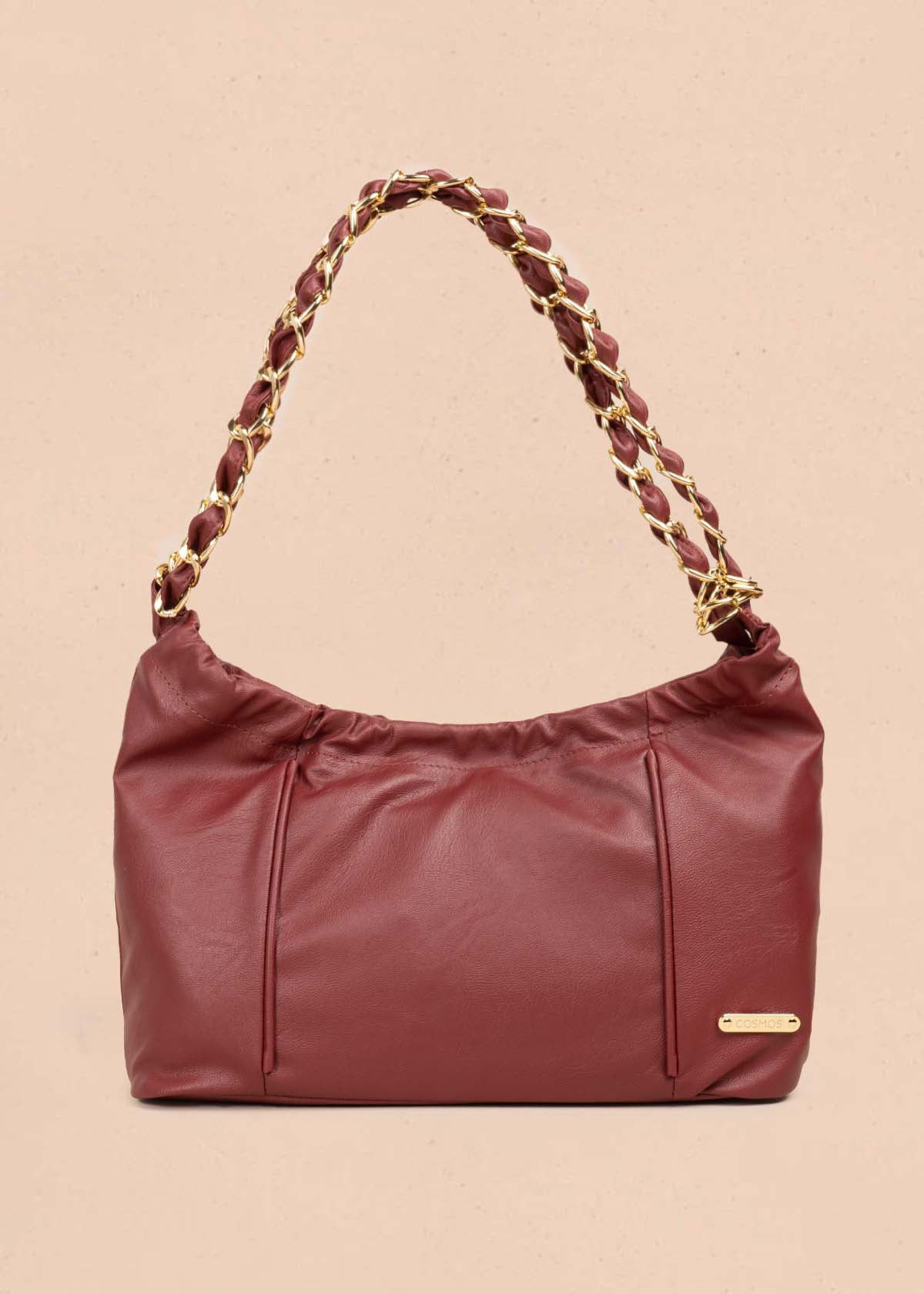 Bolso cartera color vinotinto con cadena 105566