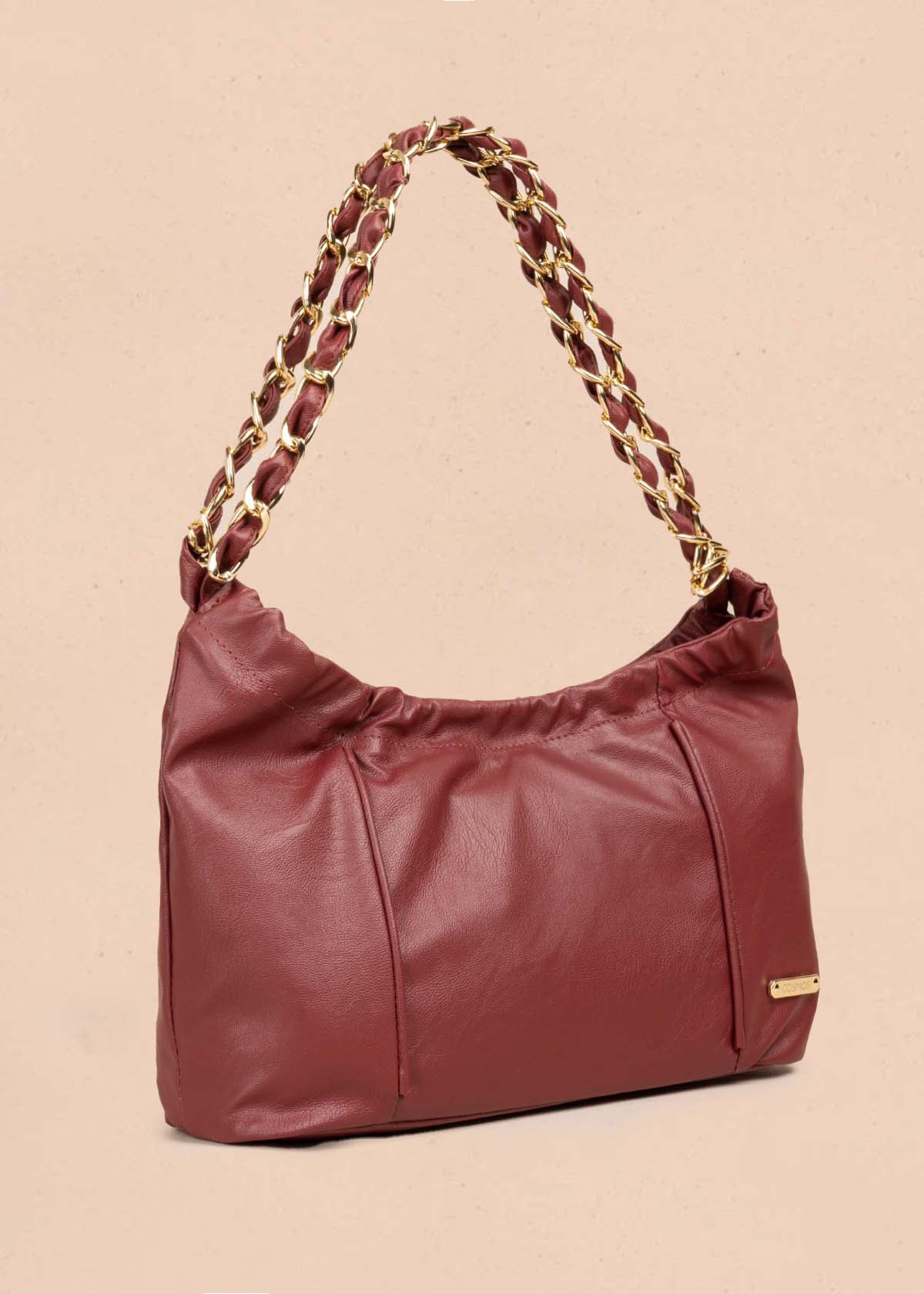 Bolso cartera color vinotinto con cadena 105566