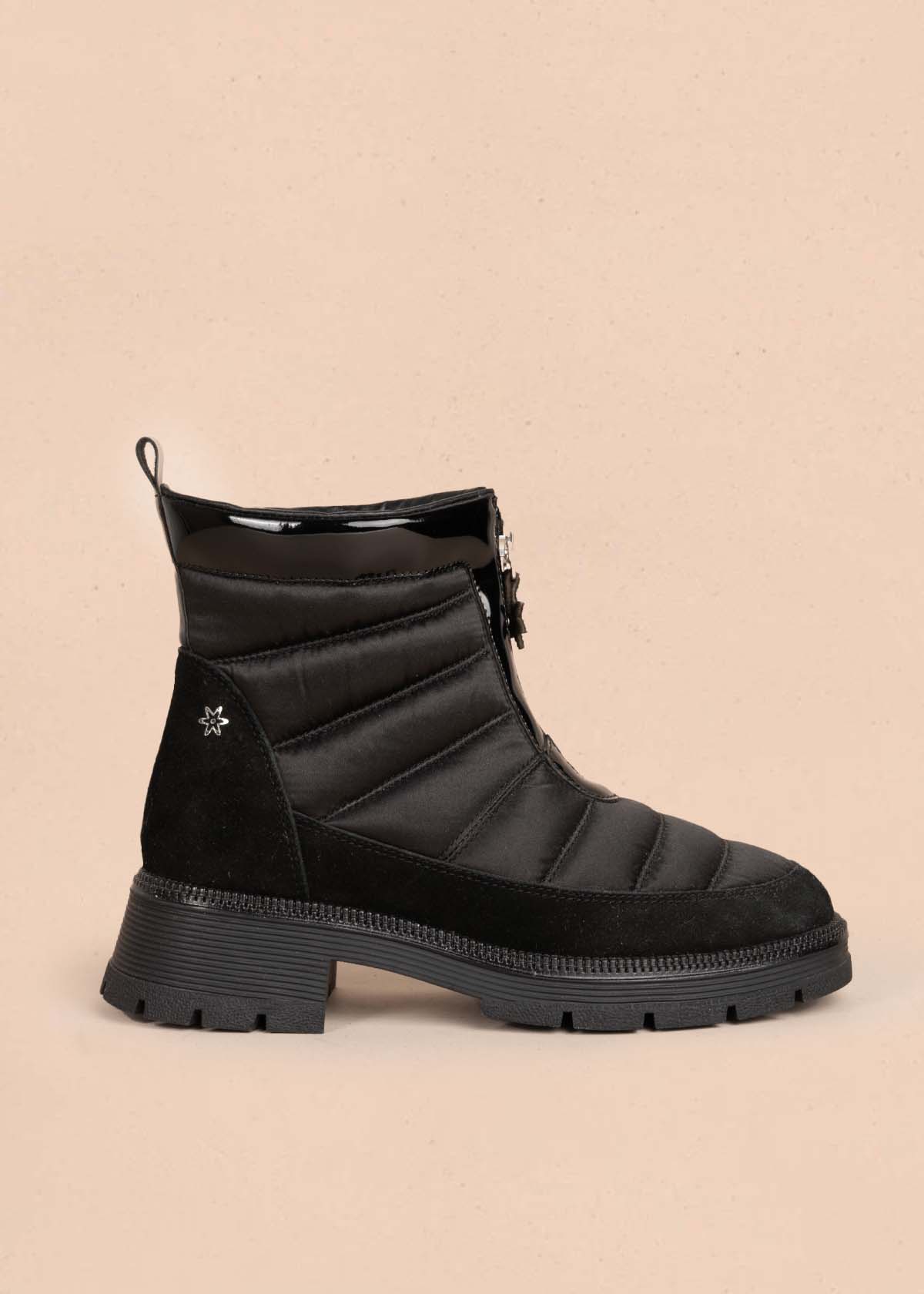 Botines en cuero color negro con cierre frontal 105596