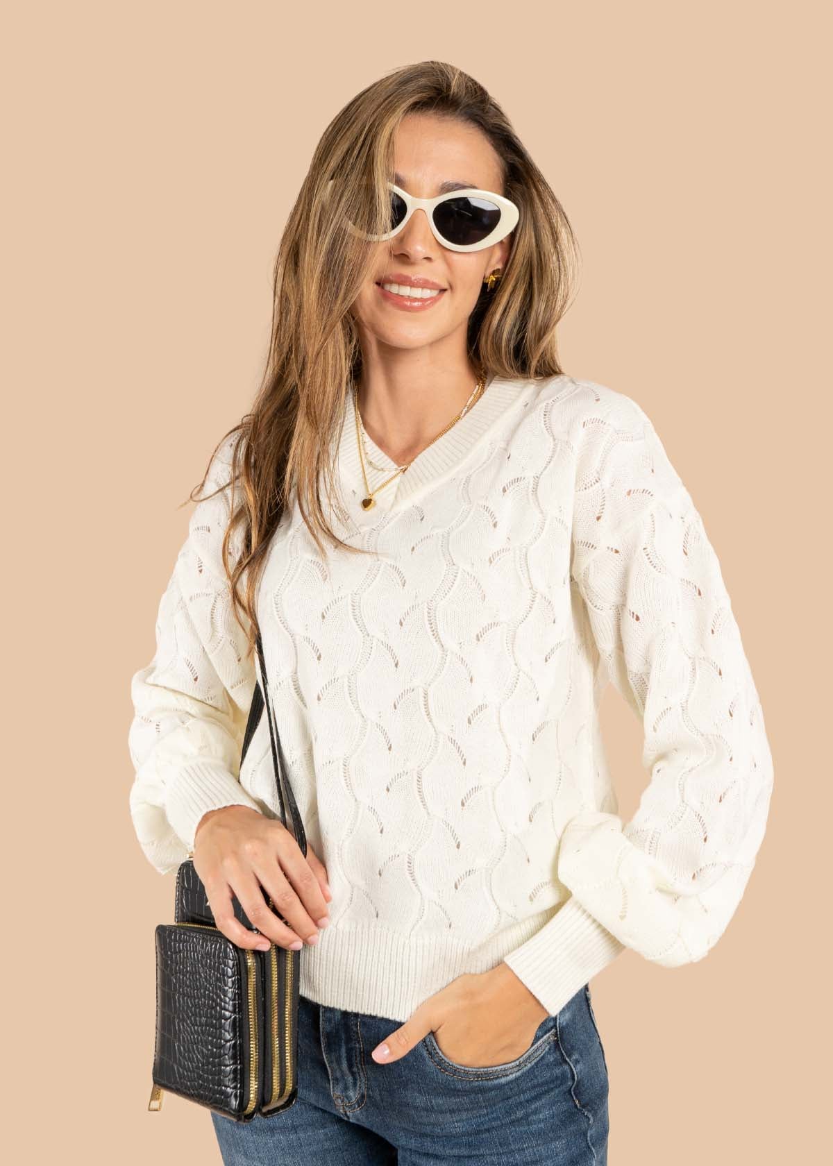 Sweater tejido color crema 105645