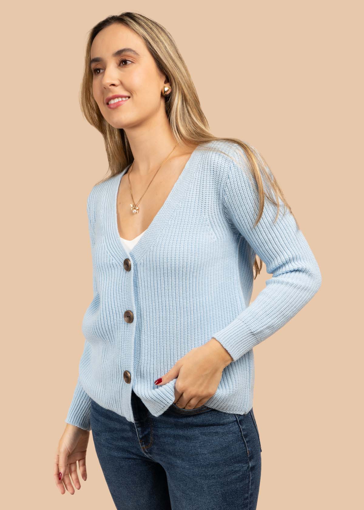 Saco tejido color azul 105721