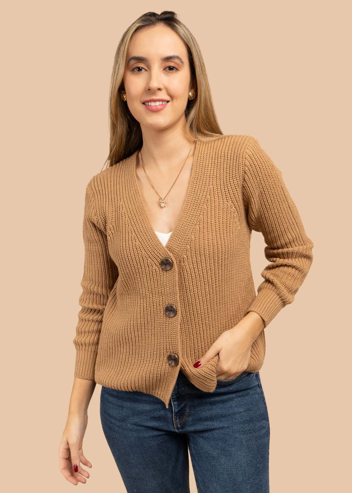 Saco tejido color camel 105721