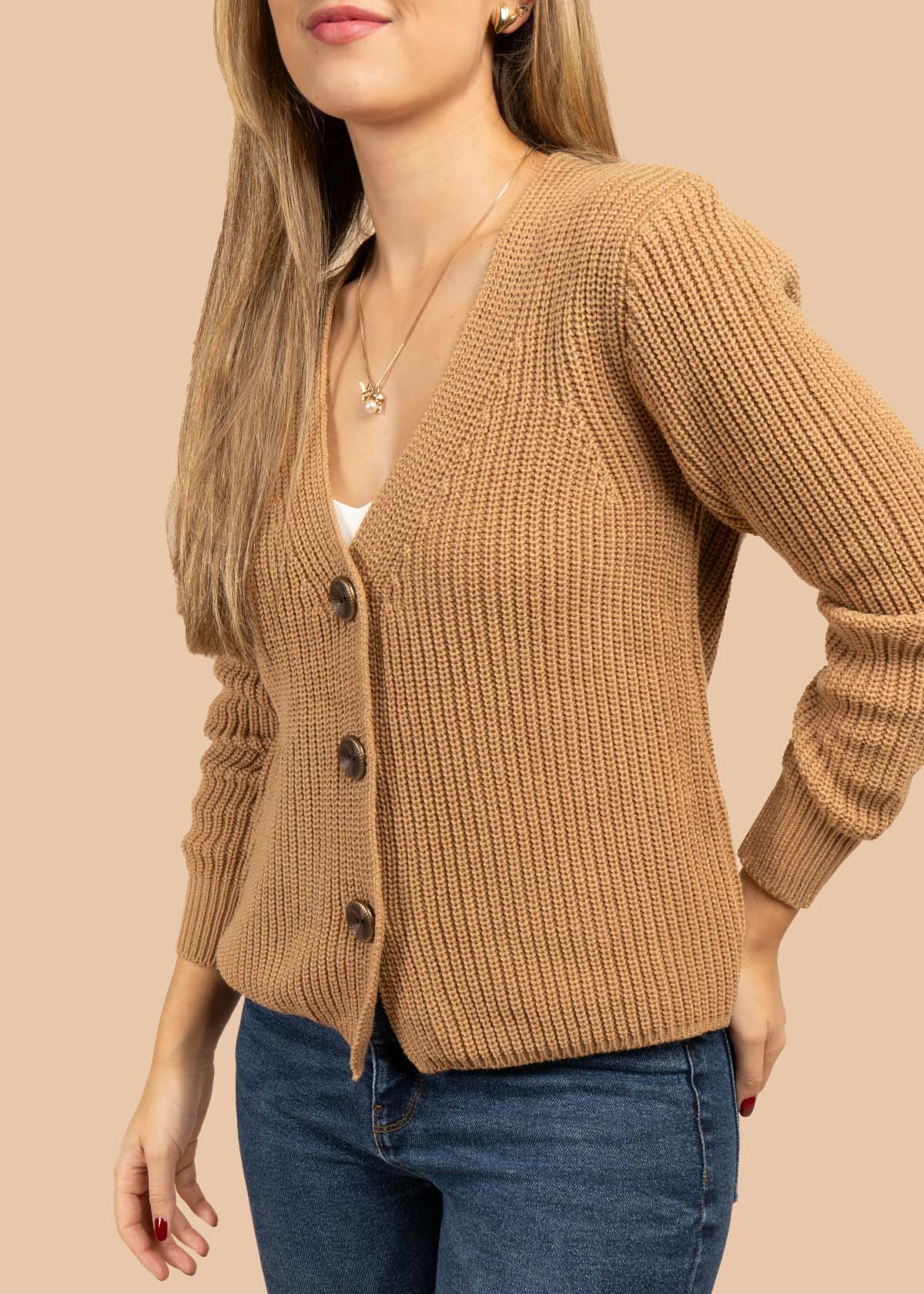 Saco tejido color camel 105721