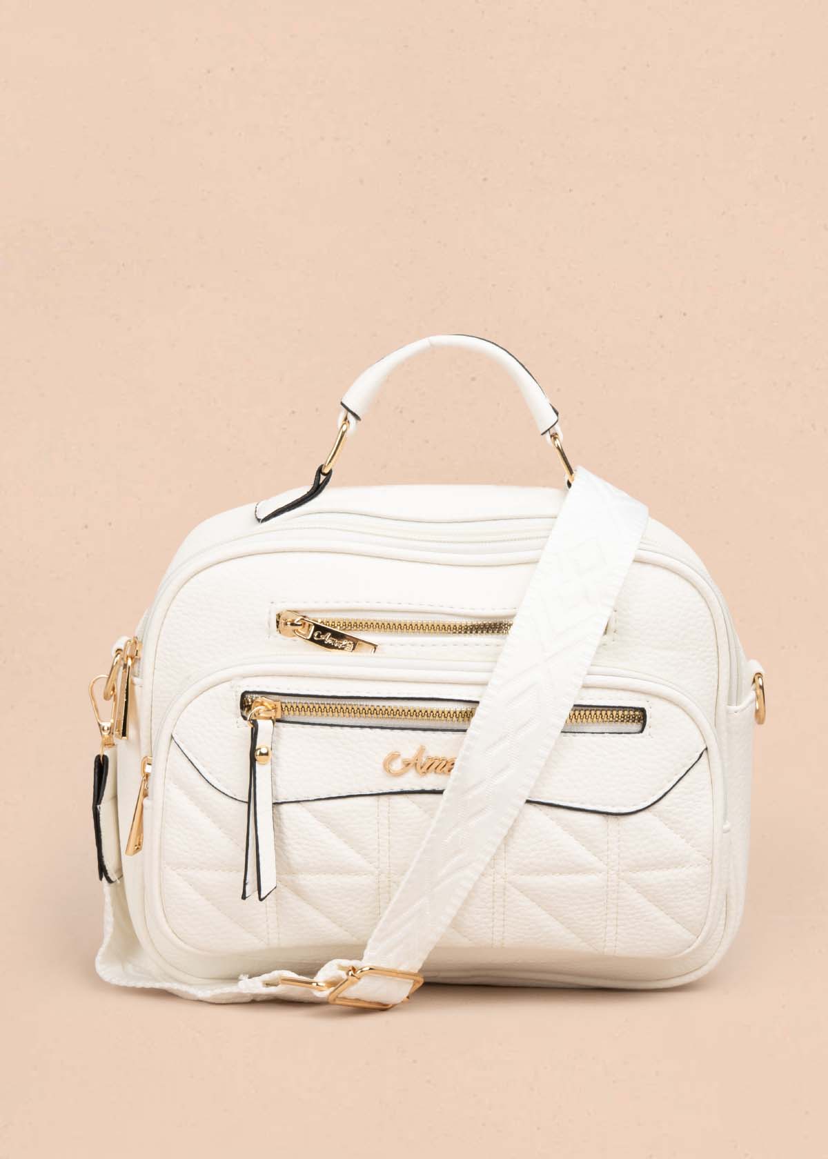 Bolso manos libres color blanco con bolsillo frontal 105755