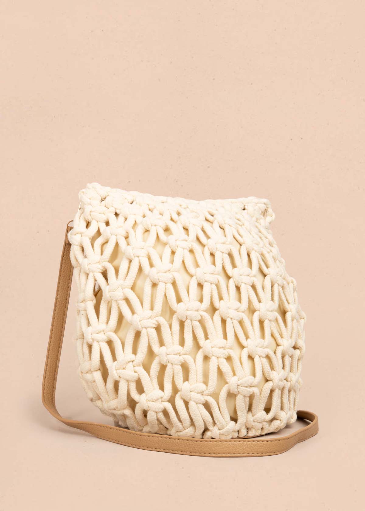 Bolso manos libres tejido color beige 105762