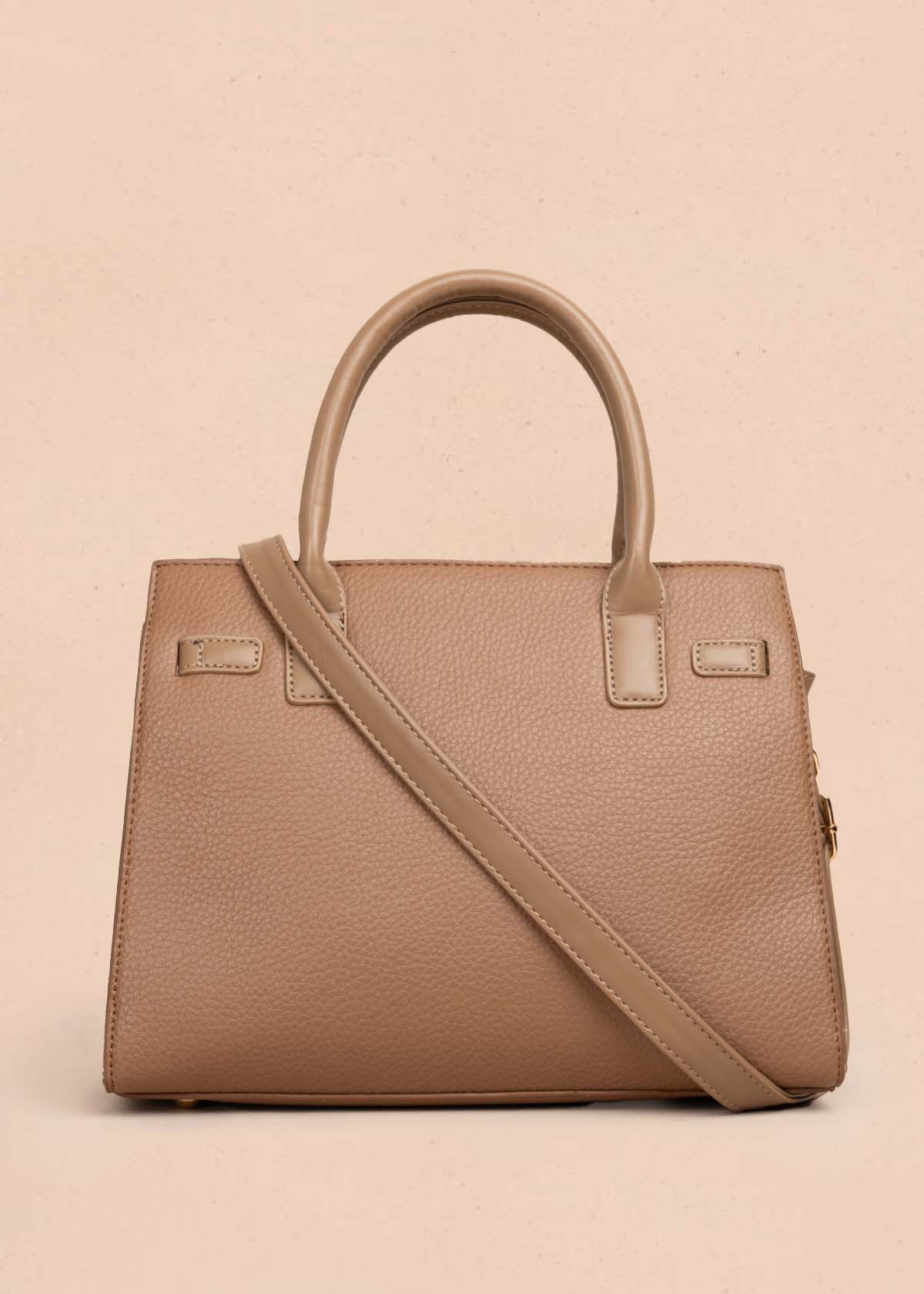 Bolso tipo cartera color tabaco con pañoleta 105769