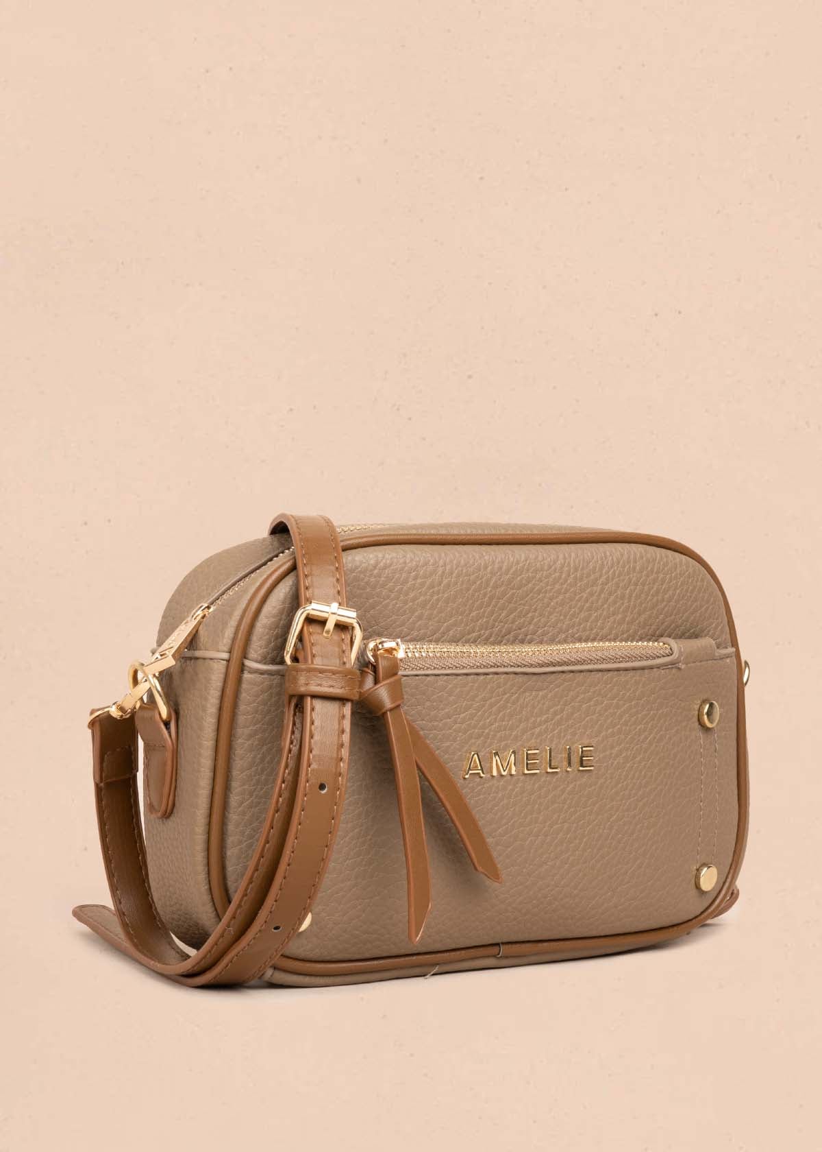 Bolso manos libres color tabaco con cierre frontal 105775