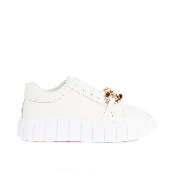 Tenis color blanco, suela tractorada, para dama