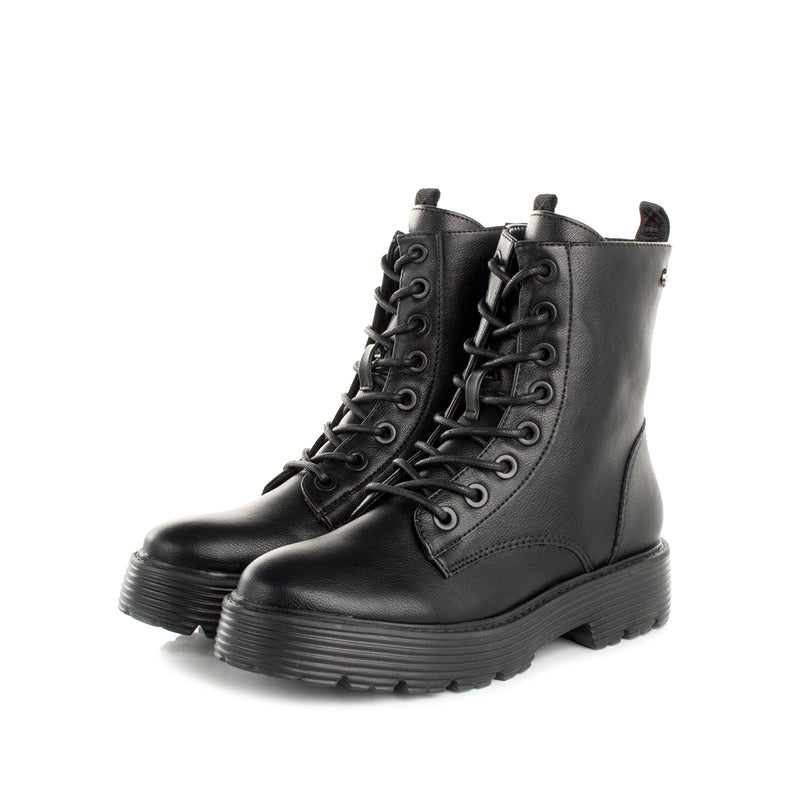 Botín militar negro, con cordones, para dama