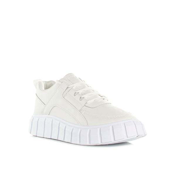Tenis blancos para dama, suela tractora