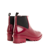 Botín para la lluvia en PVC color vinotinto, para dama