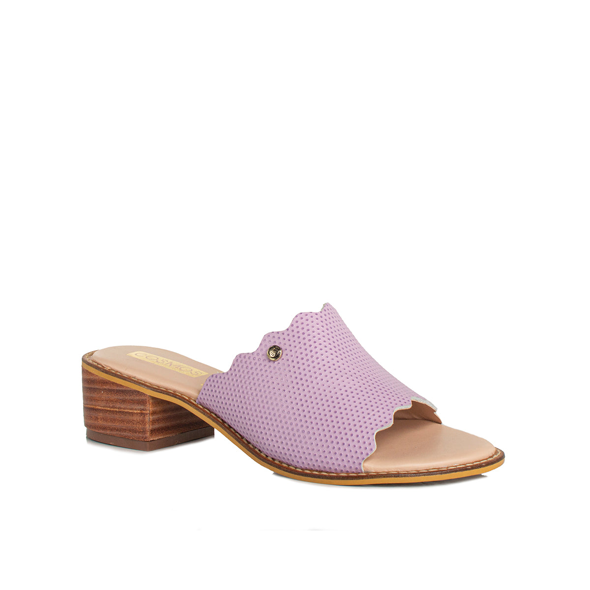 Sandalia de cuero color lila, para dama