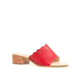 Sandalia de cuero color rojo, para dama