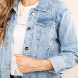 Chaqueta de jean color azul, para dama