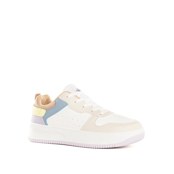 Tenis deportivo color blanco con lila, para dama