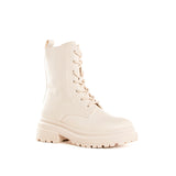 Botín estilo militar color beige, para dama