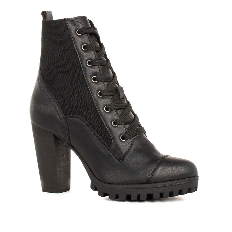 Botin cordones tacon alto color negro, para dama
