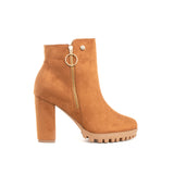Botin tacon alto color miel, para dama