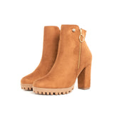 Botin tacon alto color miel, para dama