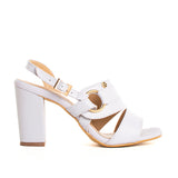 Sandalia de cuero color blanco, para dama