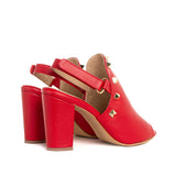 Sandalia punta abierta color rojo, para dama