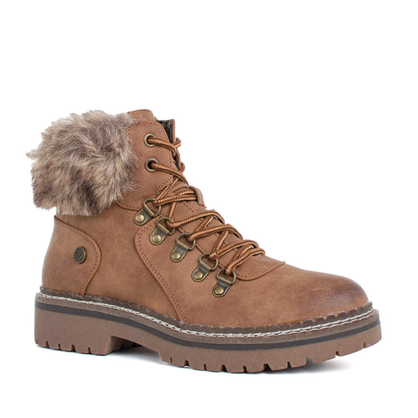 Botín estilo ovejero color camel, para dama