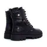 Botín sintético estilo militar color negro, para dama