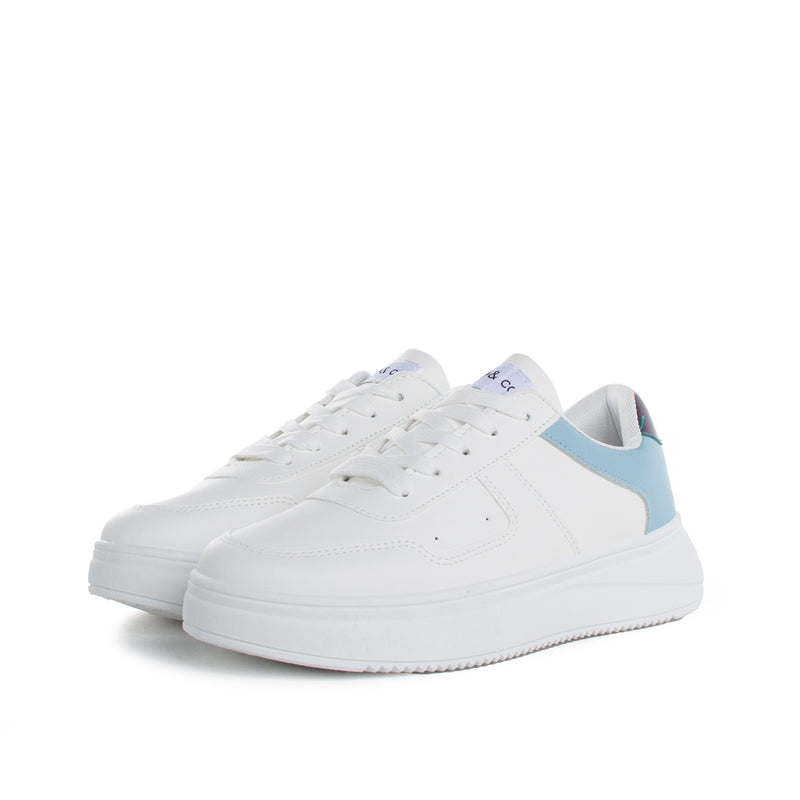 Deportivos color blanco con azul, para dama