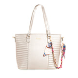 Bolso tipo shopping color plata, para dama