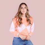Buzo rombo color salmon, para dama