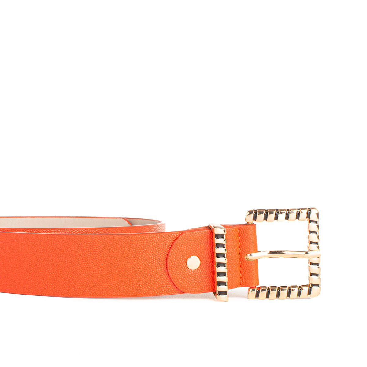 Cinturón sintético color naranja, para dama