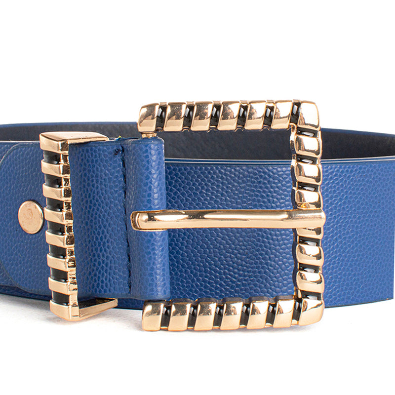 Cinturón sintético color azul, para dama