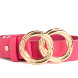 Cinturón herraje de aros color fucsia, para dama