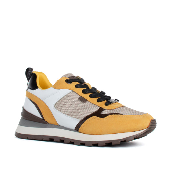 Deportivos suela tricolor color mostaza, para dama