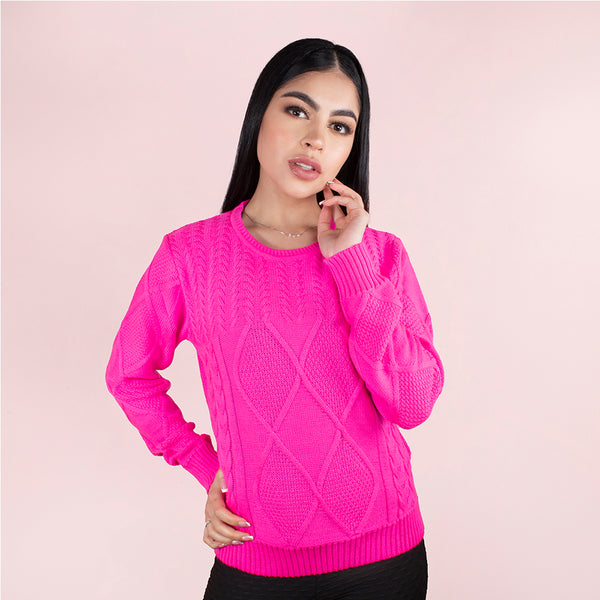 Buzo rombo color fucsia, para dama