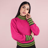 Buzo cuello alto color fucsia, para dama