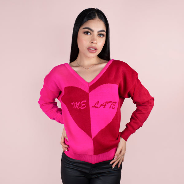 Buzo tejido color fucsia, para dama