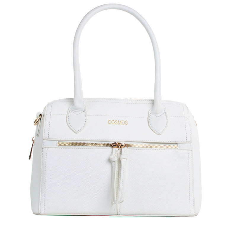Bolso tipo shopping color blanco, para dama